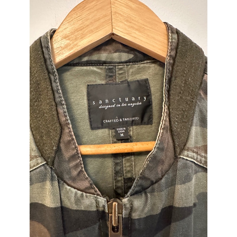 Sanctuary Military Utility Zip Up Jacket in Green Camo | Size Medium - Picture 3 of 8